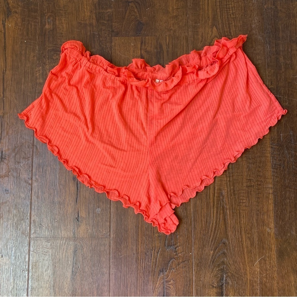 Anthropologie Women’s Lettuce-Hem Coral Orange Shorts SZ - Picture 6 of 8